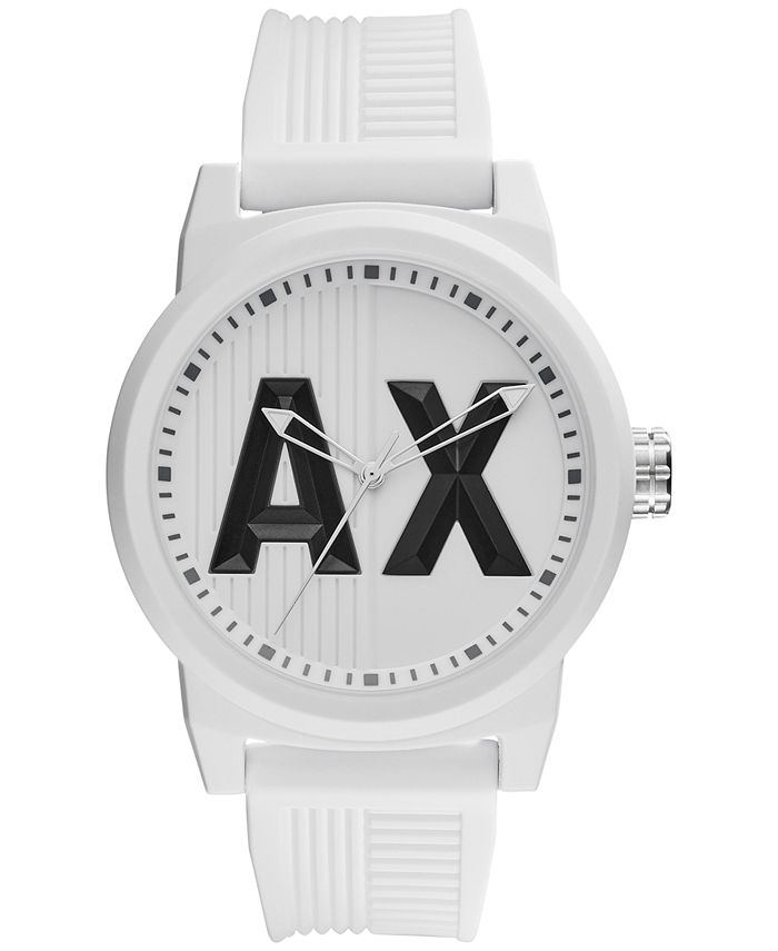 Armani Exchange A X Men s White Textured Silicone Strap Watch 46mm