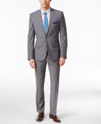 Nick Graham - Men's Slim Fit Stretch Gray/Blue Plaid Suit