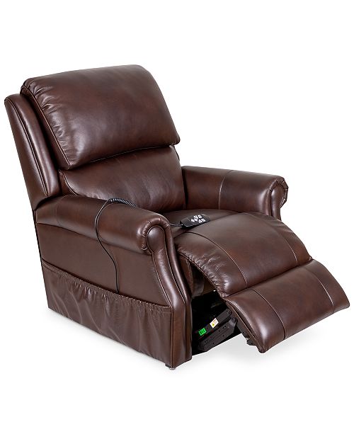 Furniture Raeghan Leather Power Lift Reclining Chair Reviews Recliners Furniture Macy S