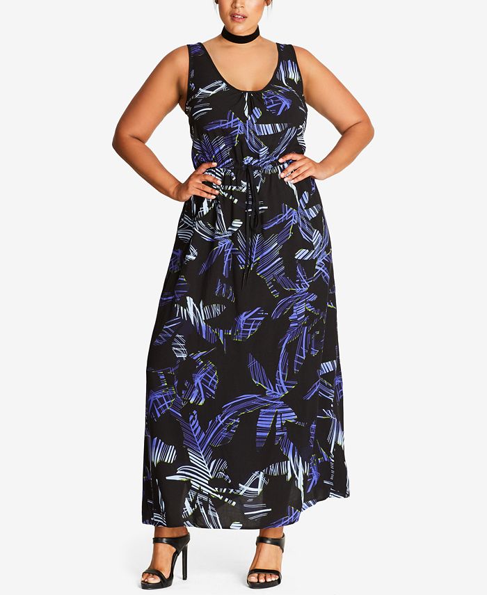 City Chic Trendy Plus Size Drawstring-Waist Maxi Dress - Macy's