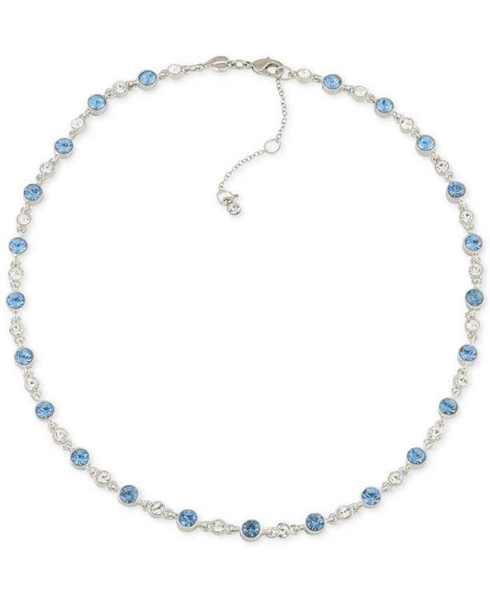 Carolee Silver-Tone Clear & Blue Crystal Collar Necklace & Reviews ...