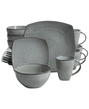 Gibson Reactive Fleck Blue Soft Square 16-Piece Dinnerware Set