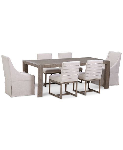 Furniture Closeout Astor Dining 7 Pc Furniture Set Dining Table 4 Side Chairs 2 Upholstered Castered Dining Chairs Reviews Furniture Macy S
