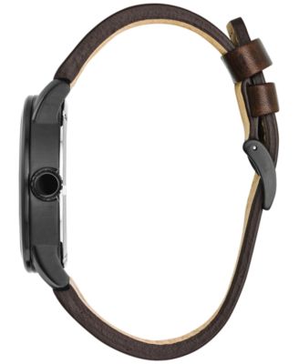 Men's Eco-Drive Military Brown Leather Strap Watch 42mm BM8478-01L