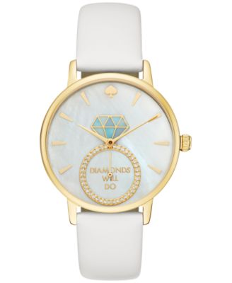 kate spade new york - Women's Metro White Leather Strap Watch 34mm KSW1317