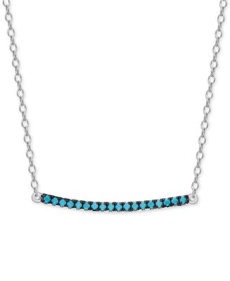Macy's - Manufactured Turquoise Bar Necklace in Sterling Silver