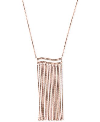 Michael Kors - Rose Gold-Tone Cubic Zirconia Chain Fringe Necklace