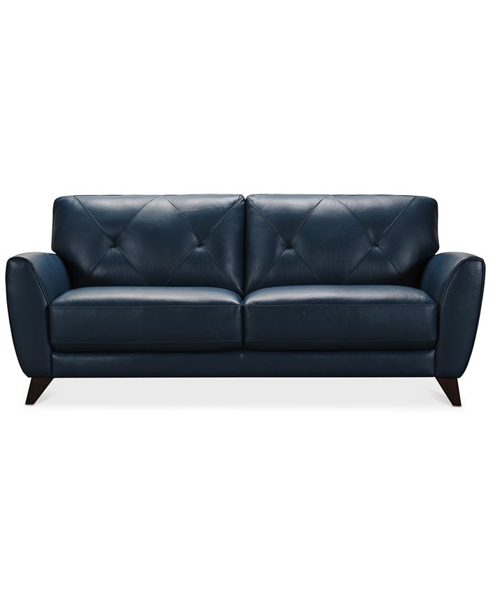 Furniture Myia 82" Tufted Back Leather Sofa, Created for Macy's Macy's