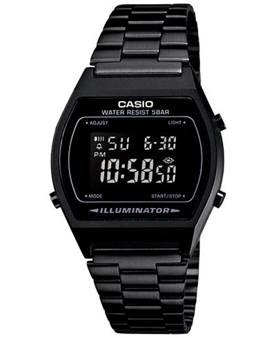 Casio Men's Digital Vintage Black Stainless Steel Bracelet ...
