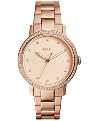 Fossil - Women's Neely Crystal Accent Rose Gold-Tone Stainless Steel Bracelet Watch 35mm ES4288