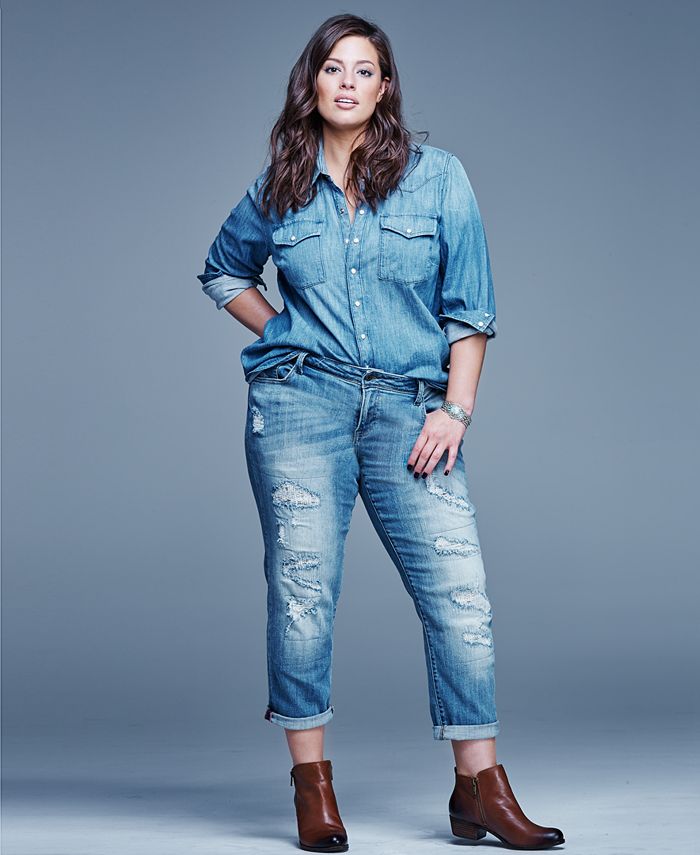 Lucky Brand Jeans Trendy Plus Size Button-Down Denim Shirt - Macy's