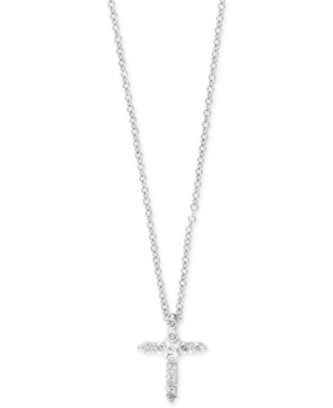 image of Pave Classica by Effy Diamond Cross Pendant Necklace (1/5 ct. t.w.) in 14k White Gold