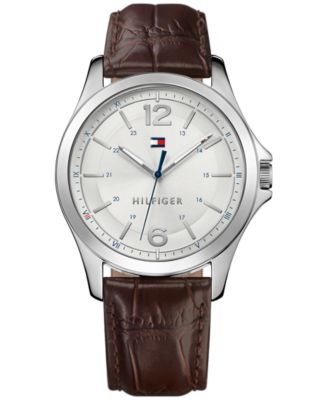 Tommy Hilfiger - Men's Essential Brown Leather Strap Watch 42mm 1791377