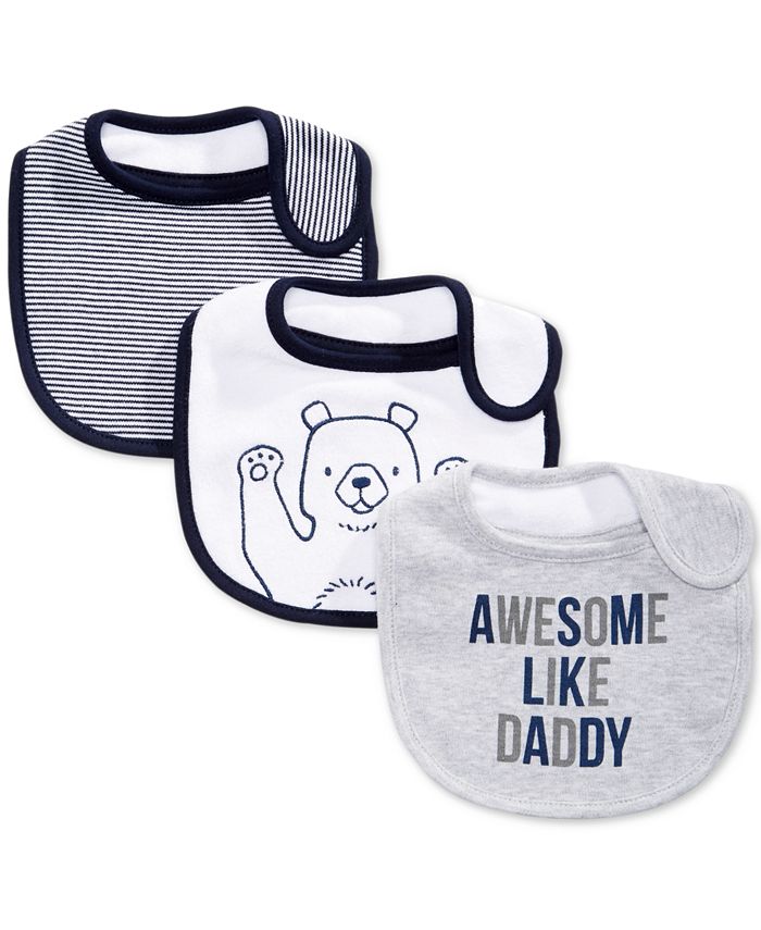 First Impressions Baby Boys 3Pk. Bear & Stripes Bibs, Created for Macy