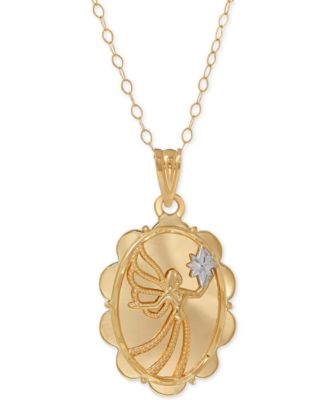 Macy's - Two-Tone Angel "Always by your side" Pendant Necklace in 10k Gold