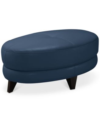 Myia Tufted Leather Oval Ottoman