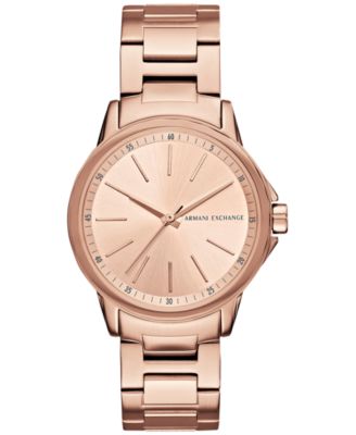 Armani Exchange - Women's Rose Gold-Tone Stainless Steel Bracelet Watch 36mm AX4347