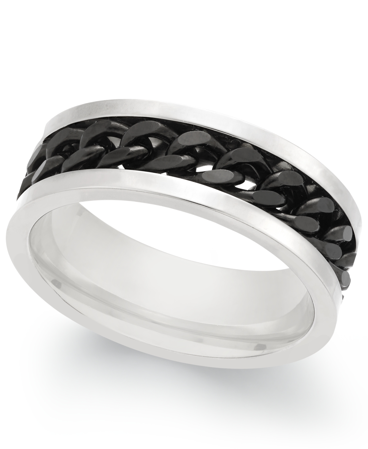 Men's Two-Tone Chain Ring - Silver