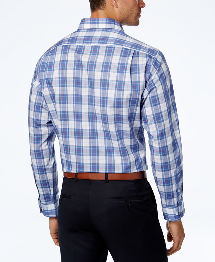 Club Room Mens Classic Regular Fit Wrinkle Resistant Plaid Dress Shirt White Size 15x32x33 main image 1