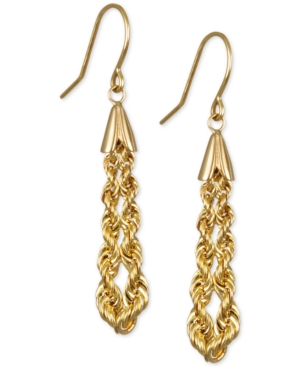 image of Rope Chain Drop Earrings in 10k Gold