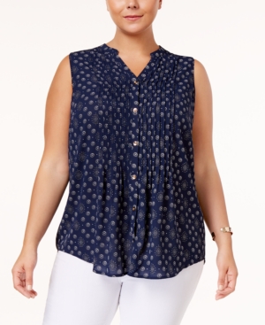 Charter Club Plus Size Printed Blouse, Only at Macys