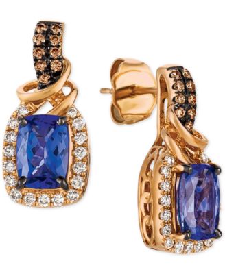 Le Vian - Chocolatier&reg; Blueberry Tanzanite&reg; (1-3/4 ct. t.w.) & Diamond (1/3 ct. t.w.) Drop Earrings in 14k Rose Gold