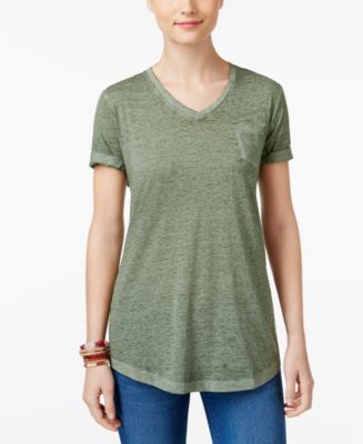 Style&Co. Style & Co Women's Burnout V-Neck T-Shirt, Created for Macy's -  ShopStyle