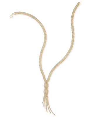 Italian Gold - Rope Tassel Lariat Necklace in 14k Gold