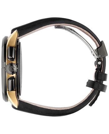 Gucci - Unisex Swiss G-Chrono XL Black Leather Strap Watch 44mm YA101203