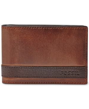 image of Fossil Men-s Leather Quinn Money Clip Bifold Wallet