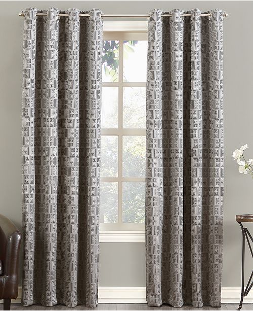 Sun Zero Tyrell Greek Key Blackout Lined Grommet Curtain Panel