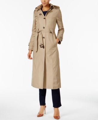 London fog belted bib maxi trench coat hotsell