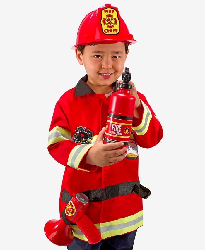 FAO Schwarz 4 Piece Red Kids Firefighter Role Play Children Outfit Set for sale online 