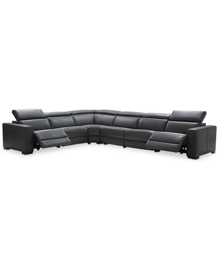 Furniture Nevio 6 Pc Leather L Shaped, Nevio 6 Pc Leather Sectional Sofa With Chaise