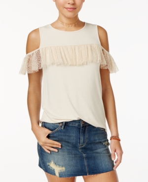 Be Bop Juniors Ruffle-Trim Cold-Shoulder Top
