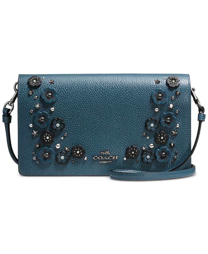 COACH Foldover Crossbody Clutch in Polished Pebble Leather - Macy's