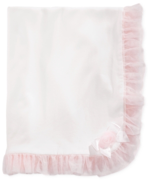 image of First Impressions Baby Girls Tulle-Trim Blanket, Created for Macy-s