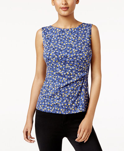 Anne Klein Ruched Printed Shell