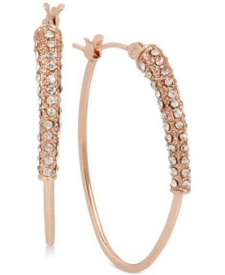 Hint of Gold - Crystal Hoop Earrings in Rose Gold-Plate