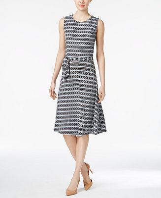 Charter Club Petite Striped Fit & Flare Dress, Created for Macy's - Macy's