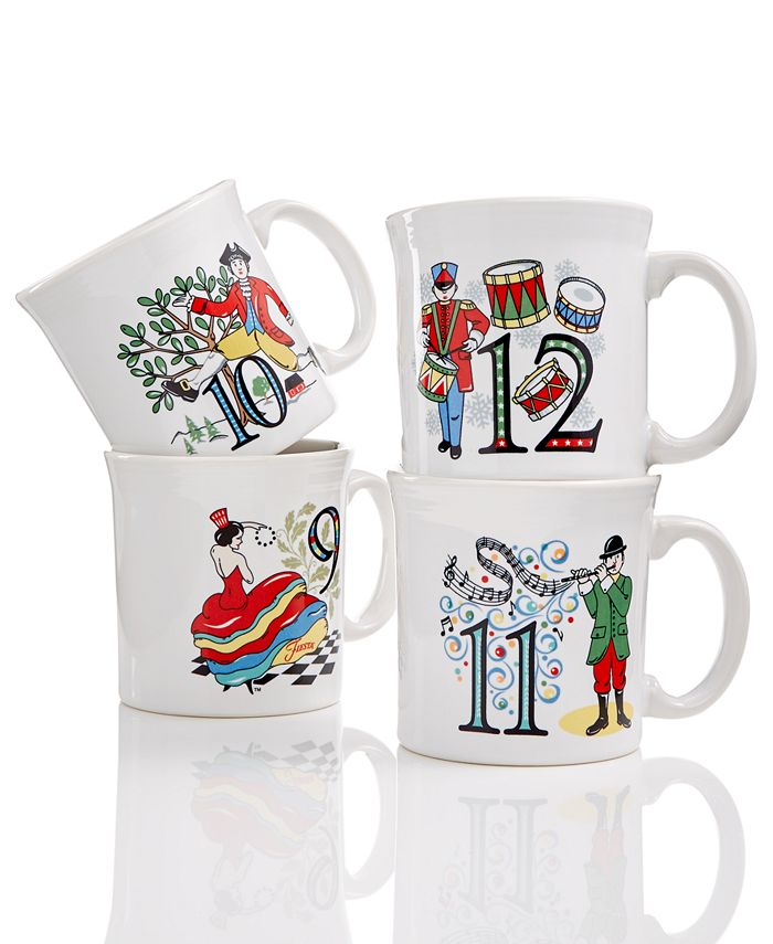 Fiesta Twelve Days of Christmas Set of 4 Mugs Third series in a