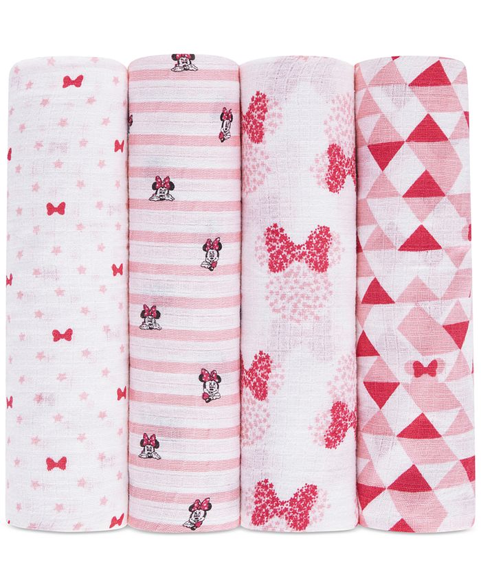 aden by aden anais Baby Girls 4 Pack Minnie Mouse Cotton Swaddle