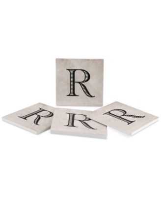 Thirstystone Vintage Monogram 4-Pc. Coaster Set - R