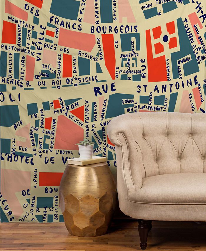 Deny Designs - Holli Zollinger Paris Map Blue Tapestry
