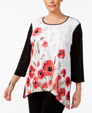 Alfred Dunner Plus Size Saratoga Collection Floral-Print High-Low Tunic
