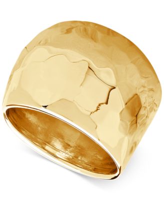 Italian Gold - Hammered Wide Dome Ring in Italian 14k Gold