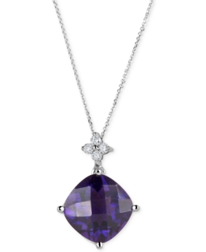 image of Amethyst (5 ct. t.w.) & Diamond (1/10 ct. t.w.) Pendant Necklace in 14k White Gold