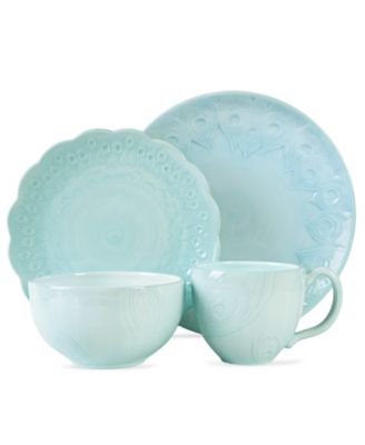 Edie Rose by Rachel Bilson - Edie Rose Dinnerware, Peacock Feather 4 Piece Place Setting