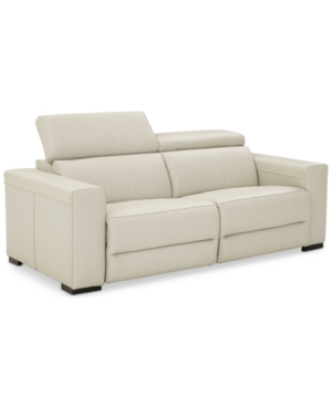 FURNITURE NEVIO 82" 2PC LEATHER SOFA WITH 2 POWER RECLINERS, CREATED FOR MACY'S