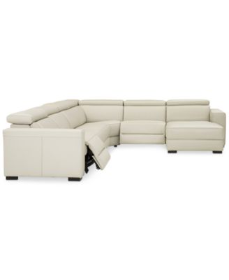 Nevio 6-pc Leather Sectional Sofa with Chaise, 2 Power Recliners and Articulating Headrests
